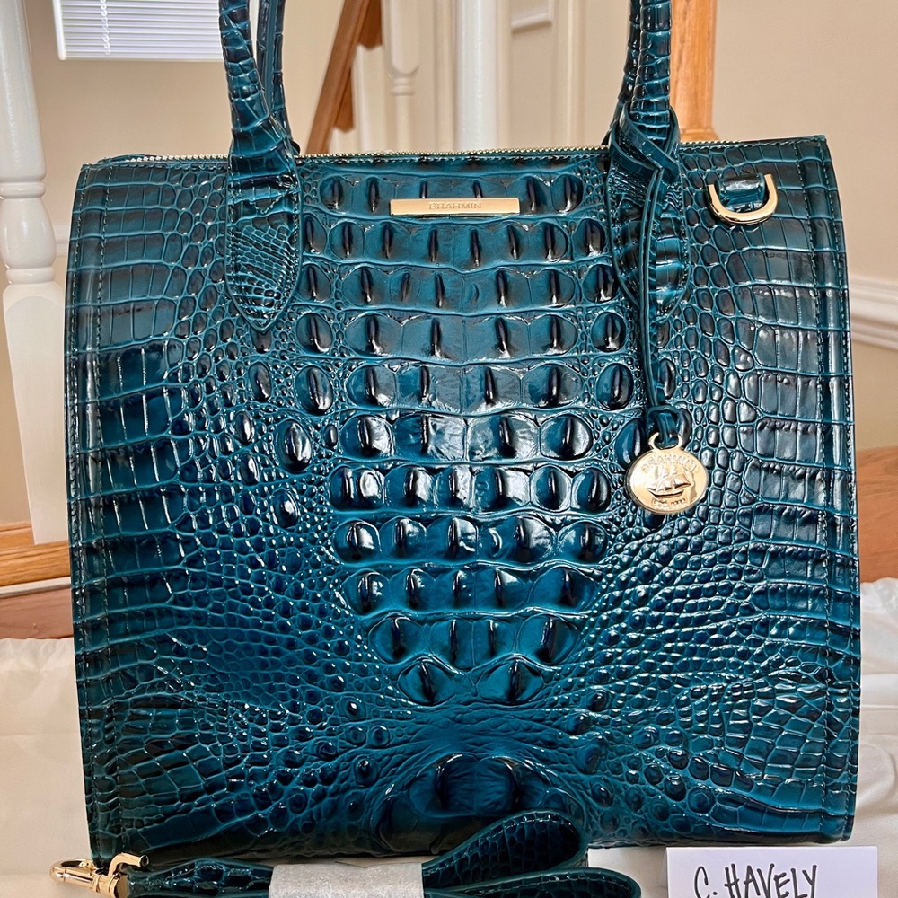🌳NWT Brahmin Caroline Satchel in Juniper Melbourne Leather🌳